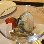 ノーザンテラスダイナー - 和牛ヒレ肉ステーキコース　７０００円　鱧のフリッターピンチョス いろいろ茸とムール貝のマリネ　【　２０１４年９月　】