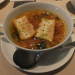 ノーザンテラスダイナー - 和牛ヒレ肉ステーキコース　７０００円　クラムチャウダー マンハッタンスタイル　トマトスープ　【　２０１４年９月　】