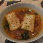 ノーザンテラスダイナー - 和牛ヒレ肉ステーキコース　７０００円　クラムチャウダー マンハッタンスタイル　トマトスープ　【　２０１４年９月　】