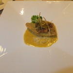 ノーザンテラスダイナー - 和牛ヒレ肉ステーキコース　７０００円　鰈のセモリナ粉ソテー サフランソース トマトコンディメント添え　【　２０１４年９月　】