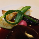 ノーザンテラスダイナー - 和牛ヒレ肉ステーキコース　７０００円　和牛ヒレ肉ステーキの付け合わせの野菜　【　２０１４年９月　】