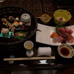 四季館 彩冬 - お造り盛合せ、籠盛り御膳