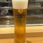 牛タンとマグロとクリスピー餃子 ひまわり［海］ - SORACHI ビール