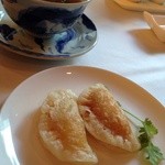 香桃 - 2014年9月　三皿目　椎茸入りスープと揚げ餃子