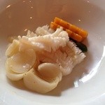 香桃 - 2014年9月　四皿目　烏賊（イカ）　百合根　南瓜の炒め