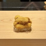 鮨 めい乃 - 赤うに（山口県萩市より）
      海苔を使わないだけに赤うに本来の風味の良さを実感！
      めちゃくちゃ美味しいです♪