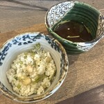 柳家 - 鮎と行者ニンニクの炊き込みご飯　淡水蜆の赤だし