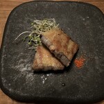 鉄板焼 天 銀座8丁目店 - ナスに豚肉まいたやつ。ナスがジューシー！