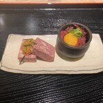 とんかつ 壱 - ハム、馬刺しのユッケ