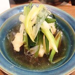 酒場オムロ - はも天ぷら葱だし