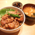 鈴木米店 - ごはんセット(850円)※豚肉のゆずこしょう焼き丼