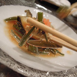 酒盃 - 鮑とジュンサイ酢もの喰らう