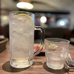 PIZZA SALVATORE CUOMO - やってきましたMEGAジョッキ！(*ﾟ∀ﾟ*)

グラスと並べるとこの通り…♪(๑˃̵ᴗ˂̵)
片手では持ち上げられないサイズ！