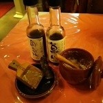 ミスタービーフ - ステーキにかける藻塩、醤油、ぽん酢、生山葵