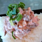 煮干結社 麺や 西絶豚 - 明太マヨチャーシューおにぎりアップ