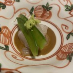 酒斎 伊とう - ホシガレイのお刺身、自家製胡麻ダレ添え