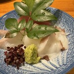 楽土 - お造り4点盛り（マグロ、すずき、タコ、イカ）