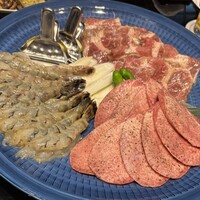 游玄亭 新宿 - 海老焼　豚塩だれ焼　タン塩焼