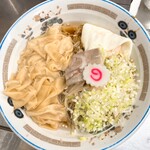 中華そば みたか - ワンタンメン油そば（麺半分）　半熟卵付き