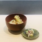 てんぷら てらおか - 【ご飯】
      ㉑ 真魚鰹、ヤングコーン、万願寺の天ばら、お新香