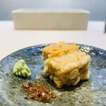 てんぷら てらおか - ⑰ 紫雲丹、本山葵、xxx塩添え