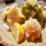 肴ノate 二合半 こなから - ハモとシソ巻き鯵天ぷら！