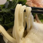 製麺練場 風布うどん - うどんアップ　　コシがあり食べ応えあります