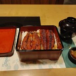 玄品 浅草 ふぐ・うなぎ・かに料理 - タテ置きうな重、肝吸い、香の物