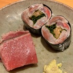 すしやのたい悟 - めじ鮪藁焼と鰯磯部巻さんでーす。⑤