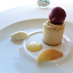 ミシェル・ブラス トーヤ ジャポン - 81年オリジナルクーランの解釈をもとに； 桃の流れる温かいビスキュイクーラン； ここで採れたブラックベリーのソルべ (2014/09)