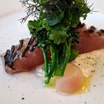 レスペランス カヤモリ - 蕪のピューレ　ケール　ブロンズフェンネル　ブロッコリー