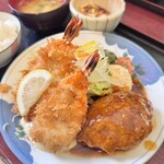 レストラン 沙羅沙 - ハンバーグ&海老フライセット:1,400円（同行者のもの）