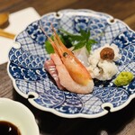 BANSAN 京色 - お造り四種　鰹、甘海老、鯛、はも