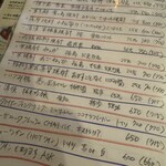 グリーンテーブル - ちょっと珍しいお酒の並んだ手書きメニュー