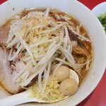 ラーメン二郎 - ラーメン半分＋青ネギショウガ半分炙