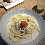 ピソラ 宇治小倉店 - 明太クリームフィットチーネ、前菜キッシュ、シャルドネりんごジュース