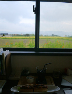 ヒバリカフェ - 窓から見える田園風景