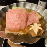 ホテル白菊 - 豊後牛の出汁しゃぶ。これも出汁が美味い