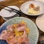 檸檬 - とうもろこしの天ぷら(生ハムがたっぷり乗ってる！)