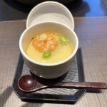 寿司しゃぶしゃぶ ゆず庵 - 夏の茶碗蒸しは、エビと枝豆