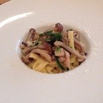 大山どりとキノコのクリームソース ポルチーニ風 タリアテッレ