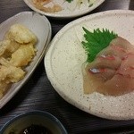 Mannenshokudou - しまあじ刺と太刀魚天