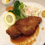 キッチンふるはし - ビーフカツ（１，４１０円）これにライス・味噌汁・漬物が付きます。２０１４年９月