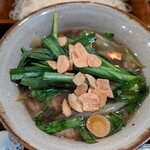 手打蕎麦のたぐと - つけ汁　ニラとニンニクがたっぷり