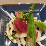 鮨 繁乃 - 鰹にんにく醤油。これ大好き♥