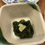そば 鼓堂 - お通しの岩海苔
