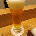 日本料理 太月 - 自分はグラスビールから。
