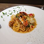 創作イタリアン Gemelli - 渡り蟹とほうれん草のトマトクリームソース スパゲッティーニ