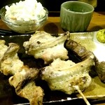 串鐵 - 焼き鳥盛り合わせ 塩3本 + ポテトサラダ