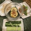 蓮香 - 前菜4種 ・ズッキーニの冷製　木姜(ムージャン)ユーリンソース 　・焦がしピーマンの怪味ソース掛け 　・細切り豆腐、そうめん南瓜　葱油風味 　・四葉胡瓜　新生姜ピクルス北京辛子油和え